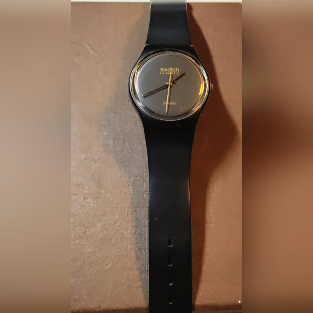 Swatch Black and Gold Men's Watch